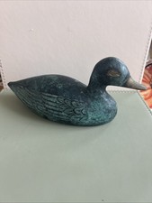 Decoy Duck Brass With Green Patina. 8”
