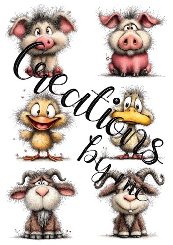 Funny whimsical farm animals - funny,