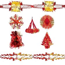 Christmas Foil Ceiling Decorations 2 Tone Red / Gold - Choose Design