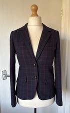 H&M NAVY BLUE RED CHECK TWEED