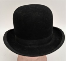 Vintage Tress & Co Harrods Men's Bowler Hat Black Felt Headwear Accessory