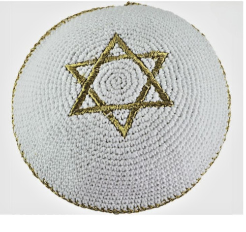 Kippot white dark blue - white,