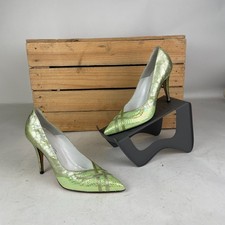 Sabrina Chic Metallic Lime Mock Snake Skin Heels - Size UK 5.5