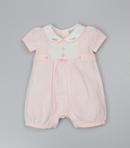 Roses smocked gingham romper - "roses",