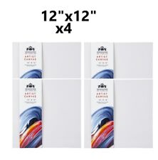 4 x 12"x12" Blank Artist Canvas Board  Large Plain Painting Boards Stretched