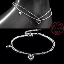 Genuine 925 Sterling Silver Ankle Bracelet Women Anklet Foot Jewelry Chain Beach