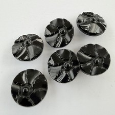 Set of 6 Art Deco Black Glass Buttons, 18mm vintage
