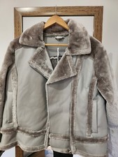 Grey Fur Lined Aviator Jacket