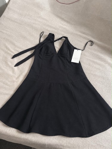 Flowing halter mini - dress, –