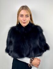 Black Fur Stole, Fox Fur Shawl, Fur Wrap, ONE SIZE