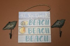 Beach Hut Seashell Plaque Sign