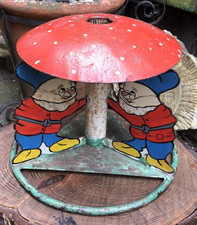 Vintage German Christmas tree stand gnomes dancing elf seven dwarfs mushroom