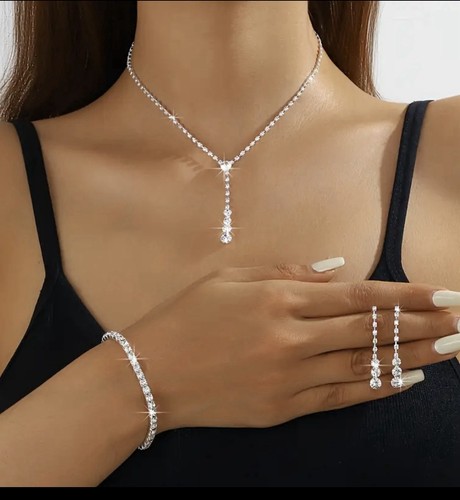 Ladies silver diamonte drop - ladies,