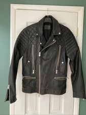 Gents ALLSAINTS Black Leather Biker Jacket, Size M. Good Condition
