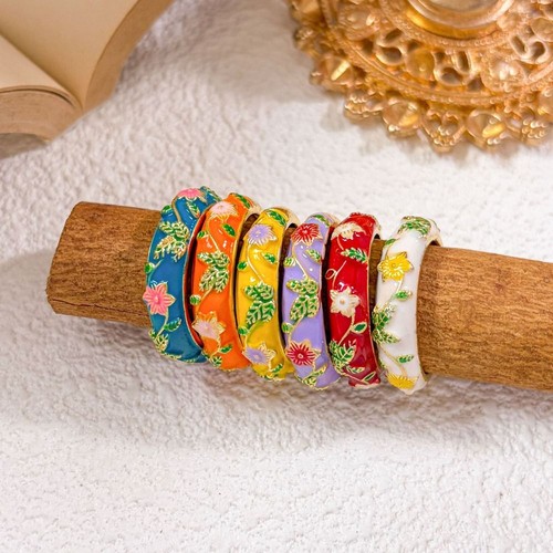 Flower enamel ring vintage - ring,