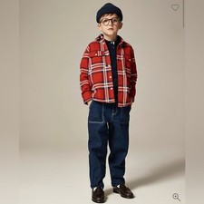J. Crew Crewcuts Boys Size 7 Red White Blue Plaid Seaboard Soft Knit Kids Shirt 