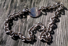 Please Return to Tiffany Vintage Sterling Silver Oval Tag Choker Necklace 15"