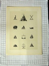 Original Old Antique Print A