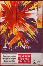 RAILMAN SQUISHED BETWEEN 2 BUFFERS BLOODBATH BR ORIGINAL RAILWAY POSTER ART 1969