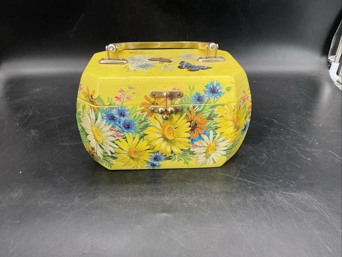 Vtg floral decoupage wooden - vtg,