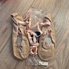 Dance Depot Leather Upper And Sole Ballet Shoes DD003 Size 8 (41) With Ribbon