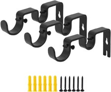 OVOV Double Curtain Rod Bracket 3 Pack Heavy Duty 1 and 5/8 Inch Curtain Rod