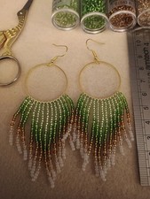 Fringe Earrings Handmade Tassel Seed Bead Earrings Boho Native American Style