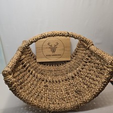 Laura Ashley Large Wicker Woven Wood Basket Kindling Forage Cottage Log Store