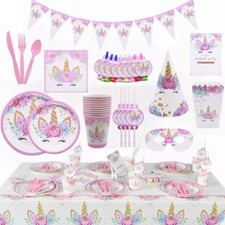 Unicorn Birthday Party Supplies Girls Children Tableware Decorations Balloons