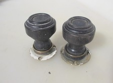 Victorian Wooden Door Knobs Handles Brass Plates Old Wood Antique Vintage