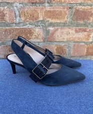 Next Comfort Wide Fit Suede Leather Slingback Wide Fit Shoes 5 Navy Blue Heels