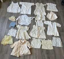 Lot 19 Antique Baby Clothes newborn / doll size to age 1 - some stained