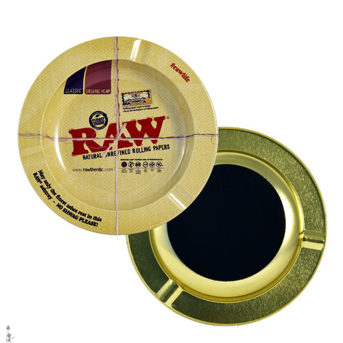 Raw metal ashtray round - metal,
