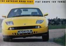 Original 1995 FIAT COUPE 16v TURBO Autocar magazine extracted road test No 4139