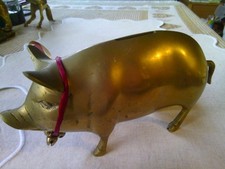 Vintage Brass Pig Money Box