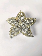 Vintage Art Deco Rhinestone Costume Jewellery Brooch Floral Star Leaf  C.1930