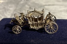 1977 Sterling Solid Silver Miniature Silver Jubilee Coronation Coach TK&S 71.8g 