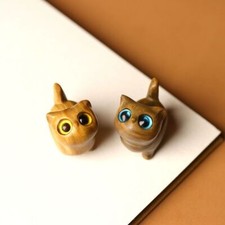 Hand carved wooden cat - wooden,