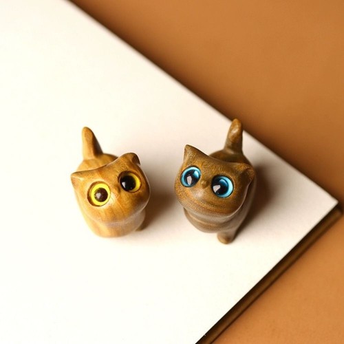 Hand carved wooden - wooden, cat
