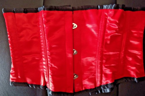 Red satin underbust corset - satin,