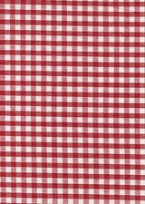 Red & White 1/4" Gingham check fabric/material - 1 full metre