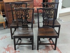4 Georgian Solid Oak Splat Back Chairs