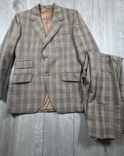 Brown plaid suit blazer and - brown,