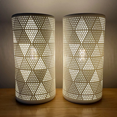 White ceramic lamps pair - ceramic, |