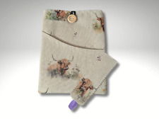 book sleeve pouch, book jacket, note book holder, book cover, book mark, Cows