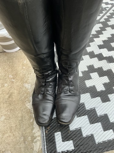 Black leather tall riding - leather,