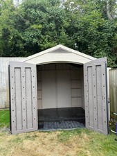 Keter Factor Beige Garden Shed 8 x 8 ft Apex Storage strong resin heavy duty