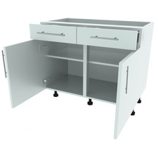 1000mm Drawer Line Double Base Unit White Matt Flat Pack Kitchen Cabinet