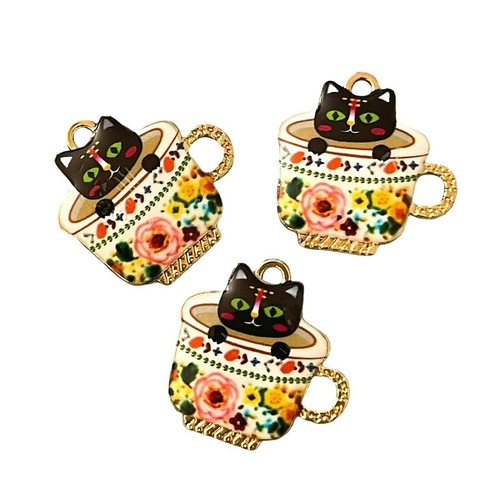 Colorful enamel kitty cat - colorful,