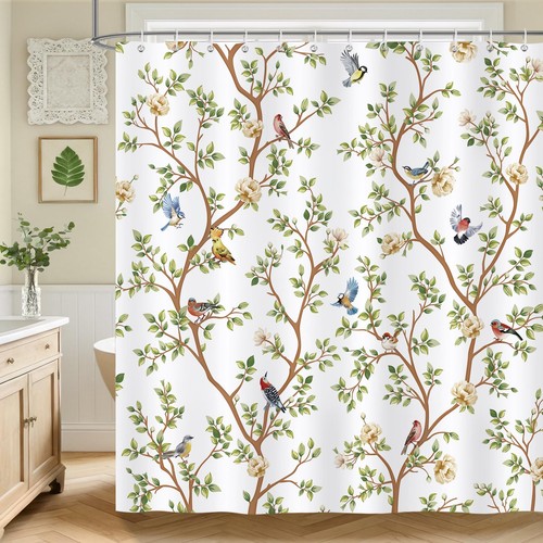 Floral bird shower curtain - floral,